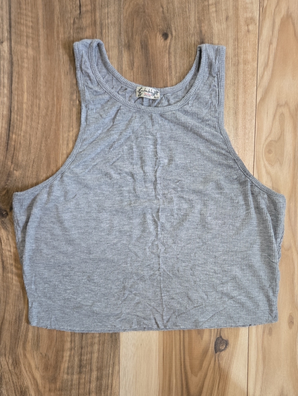 Pre-loved Free People Intimately Gray Ribbed Cropped Tank Size Large
